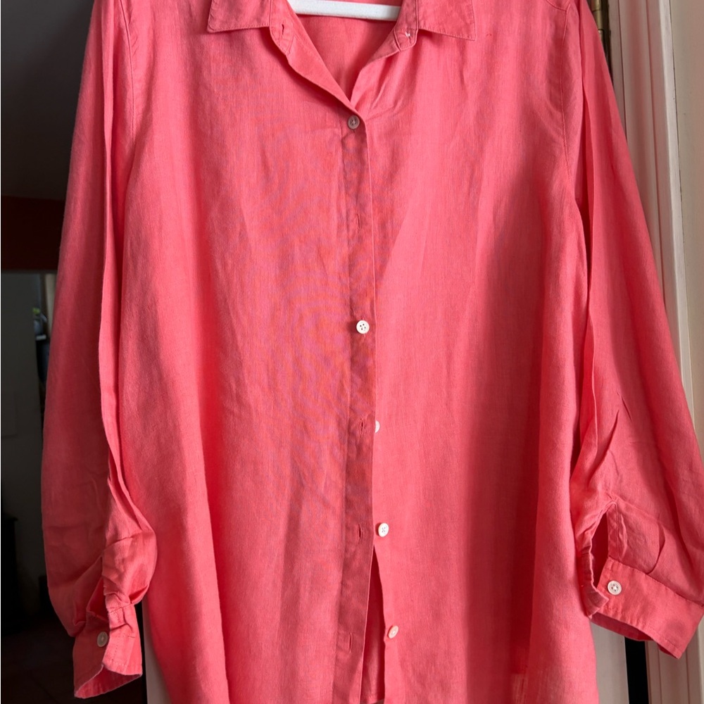 Chic Coral Button-Up Blouse
